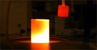 A silicon carbide (SiC) sample is removed from a 1500 degree C. furnace